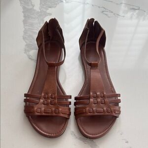 Cole Haan Brown Leather Sandals with Braided Detail